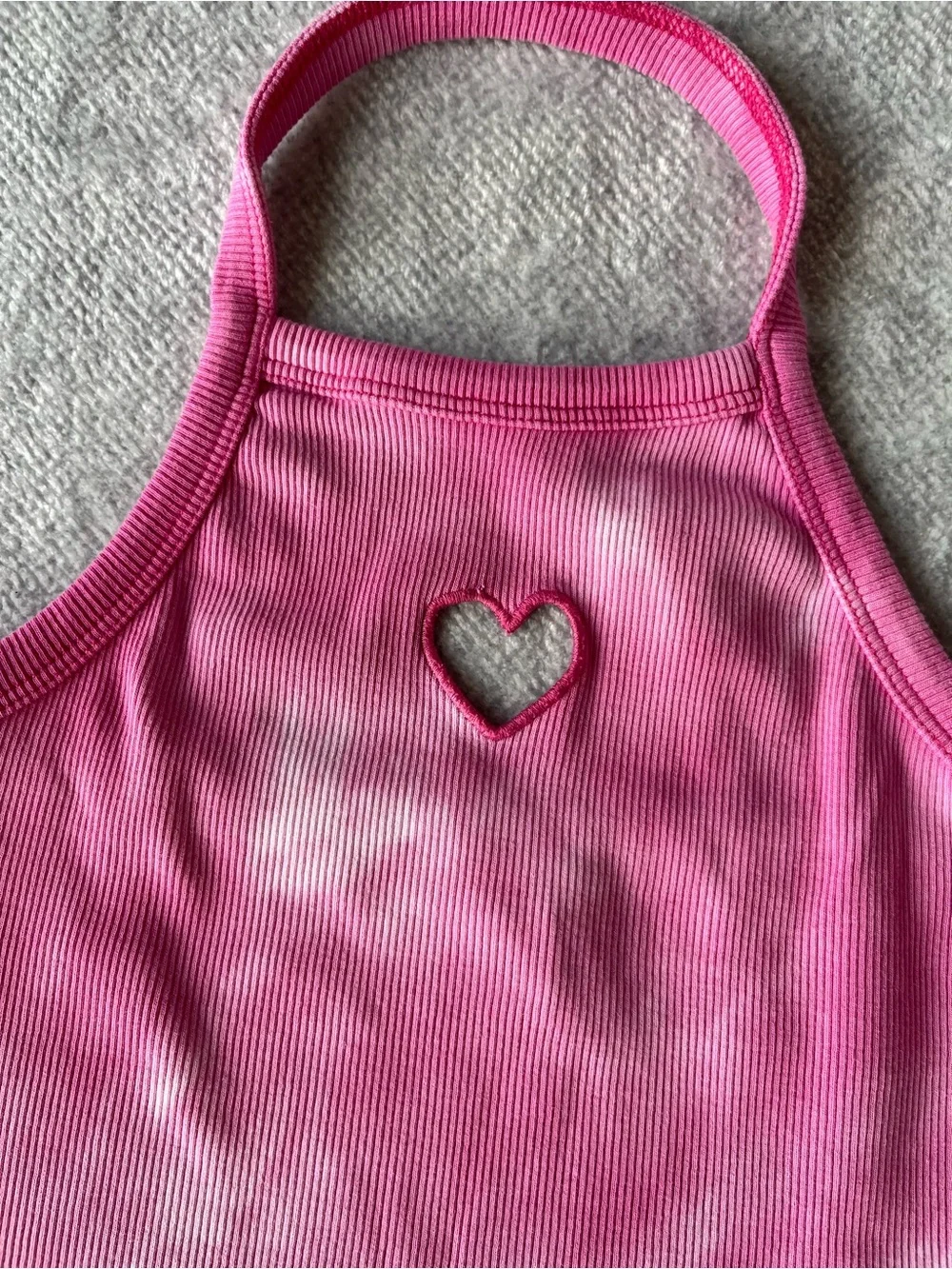 Zara Girls Pink Ribbed Halter Top with Heart Cutout